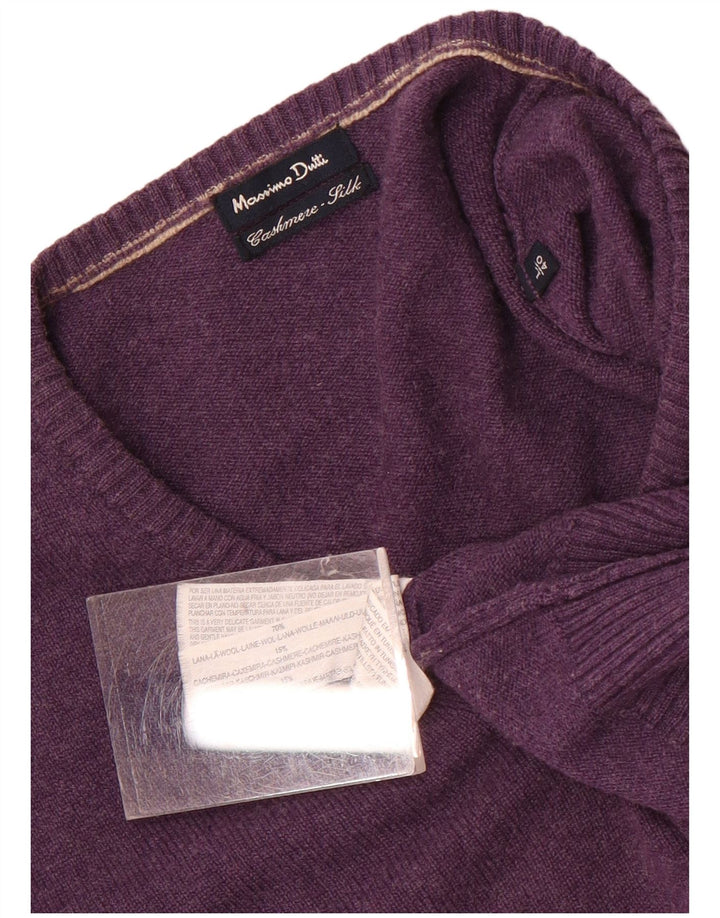 Massimo Dutti Mens V-Neck Jumper Sweater Large Purple Wool