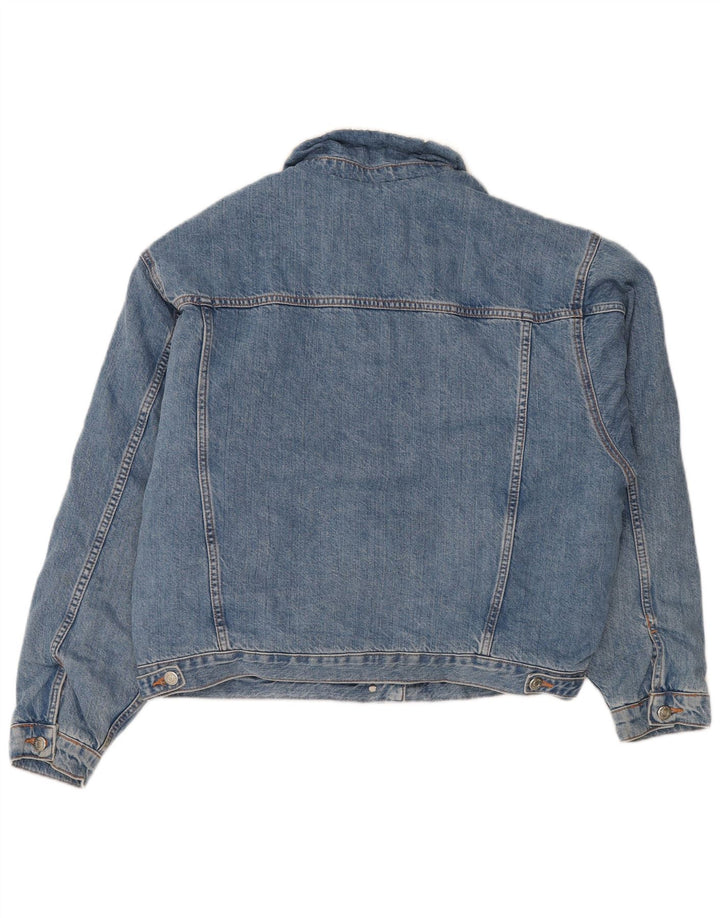 Topshop Womens Oversized Denim Sherpa Jacket UK 10 Small Blue Cotton