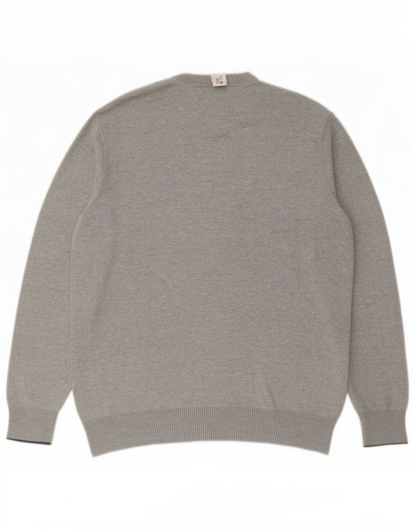 Timberland Mens V-Neck Jumper Sweater XL Grey Flecked Cotton