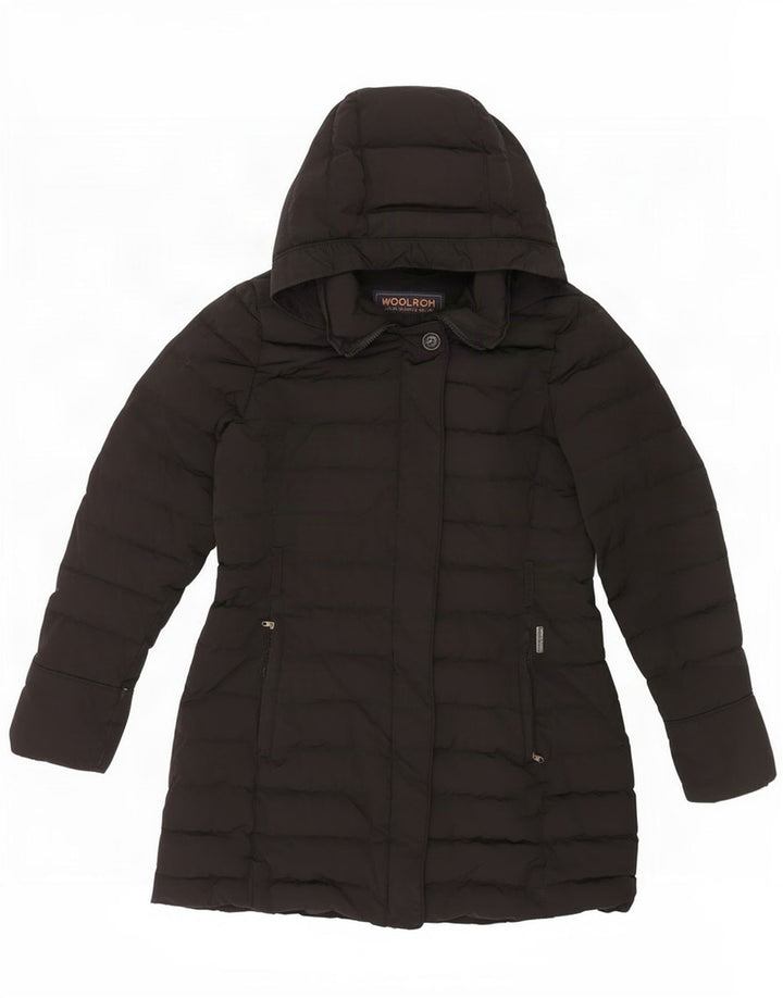 Woolrich Womens Hooded Padded Jacket UK 10 Small Black Polyester