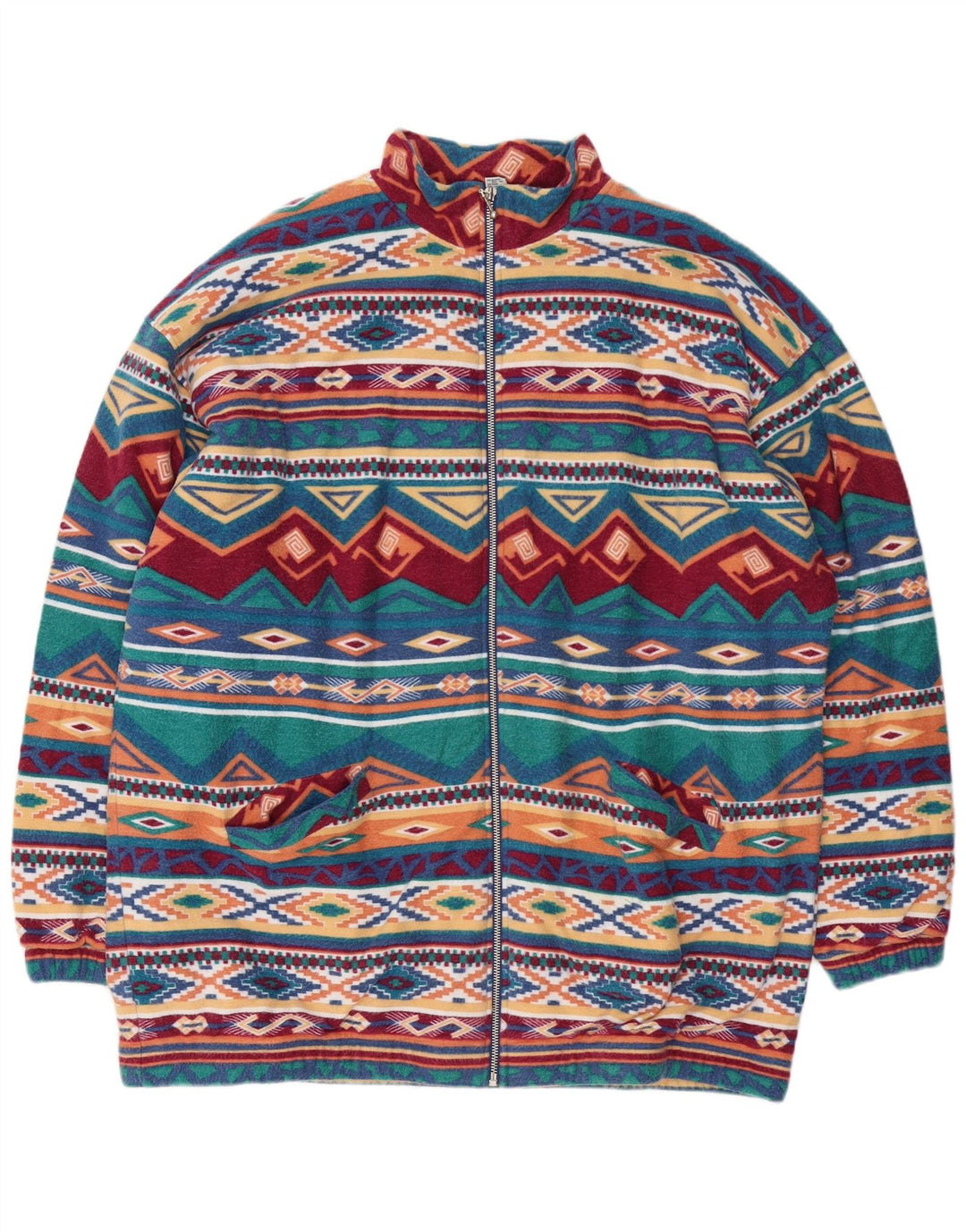Trigema Mens Fleece Jacket UK 42 XL Multicoloured Geometric Polyester