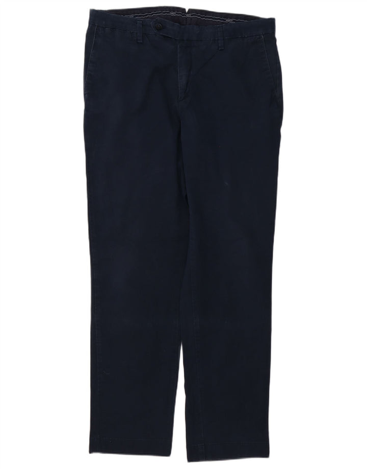 Hackett Mens Straight Chino Trousers W34 L32 Navy Blue Cotton