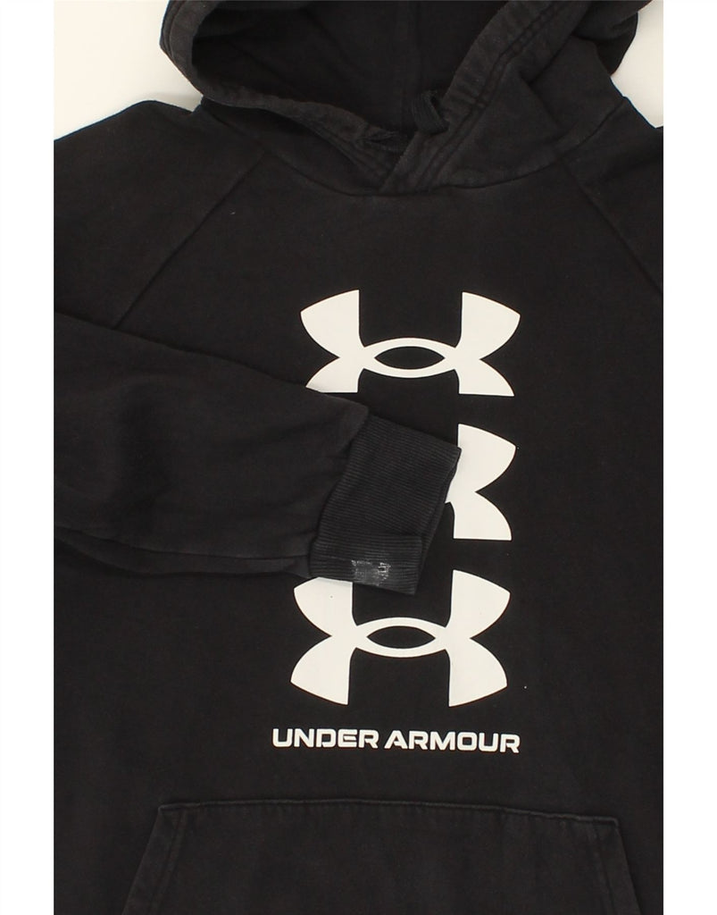 UNDER ARMOUR Mens Cold Gear Graphic Hoodie Jumper Medium Black Cotton | Vintage Under Armour | Thrift | Second-Hand Under Armour | Used Clothing | Messina Hembry 