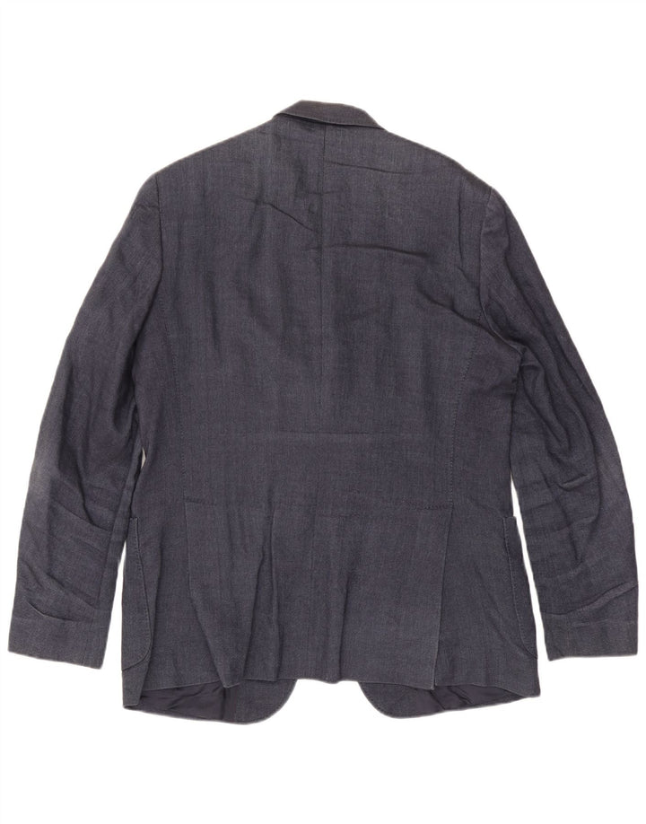 MASSIMO DUTTI Mens 3 Button Blazer Jacket EU 54 XL Navy Blue Wool