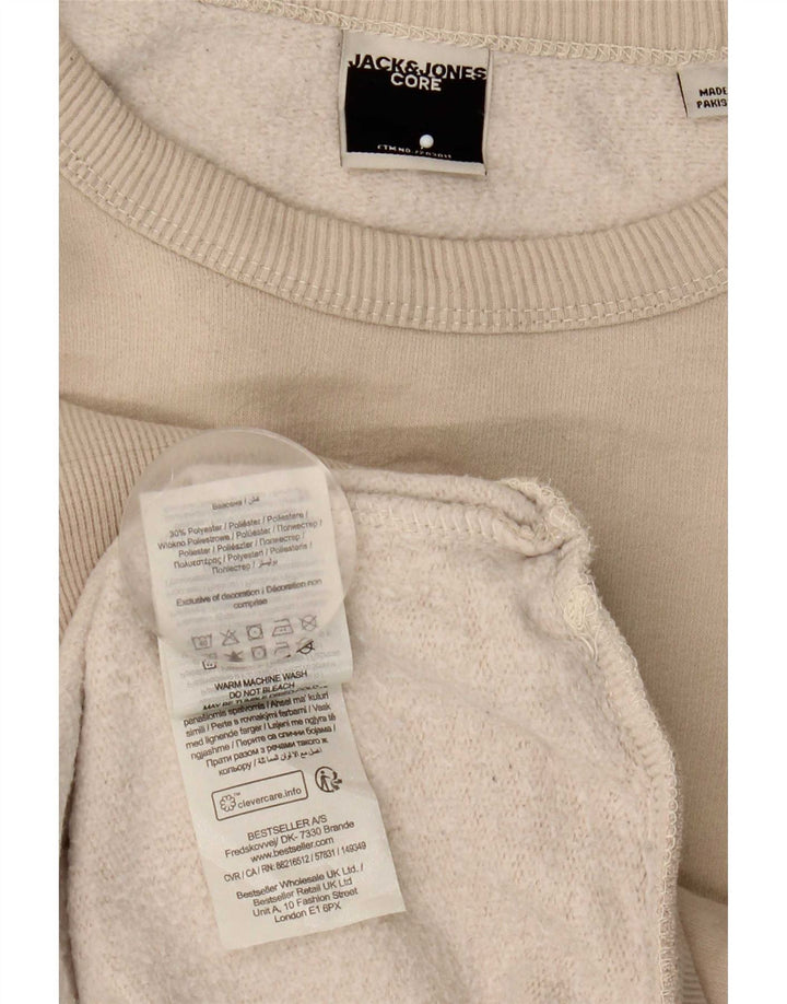 Jack & Jones Mens Sweatshirt Jumper Small Beige Cotton