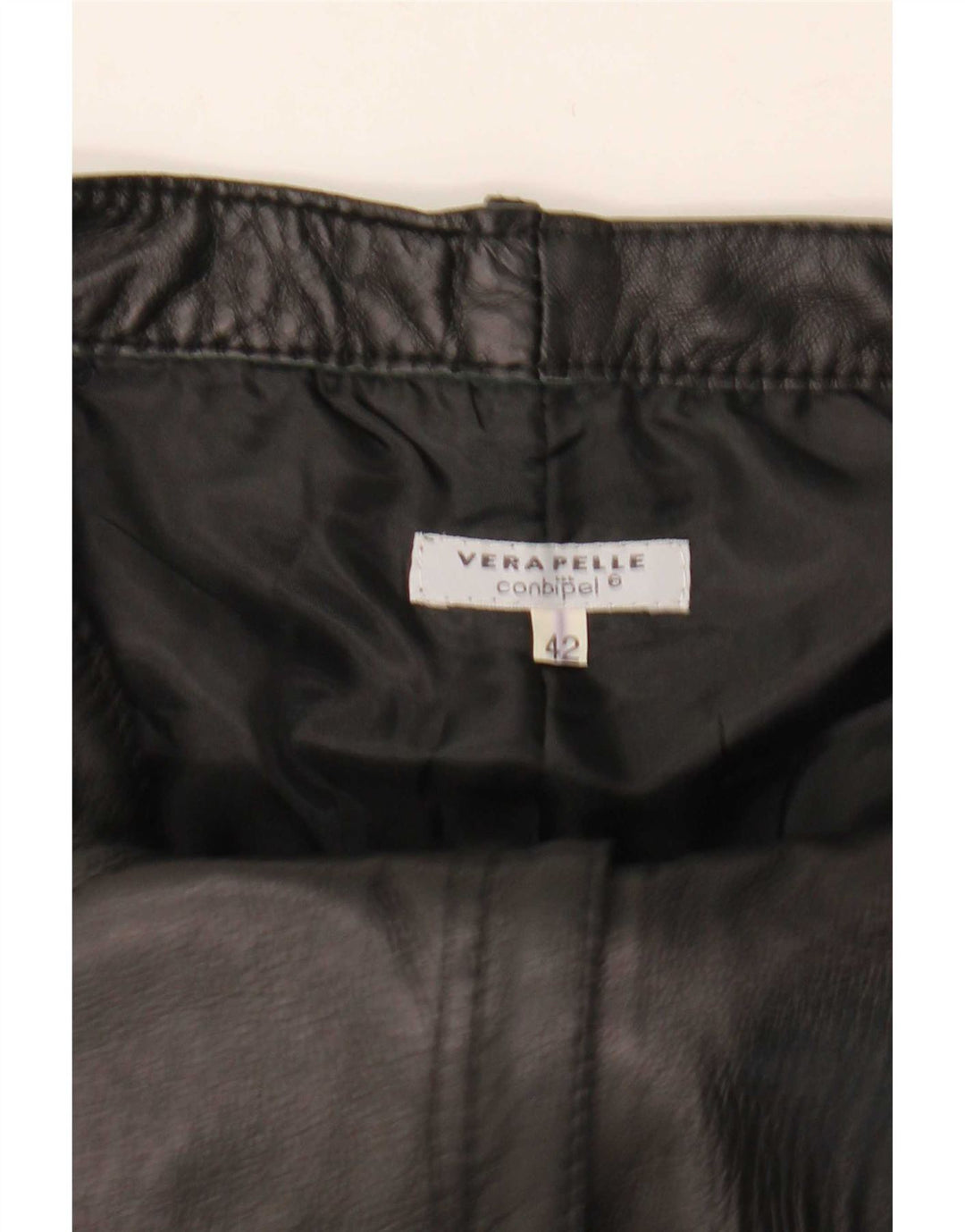 Conbipel Womens Straight Leather Trousers IT 42 Medium W27 L30 Black