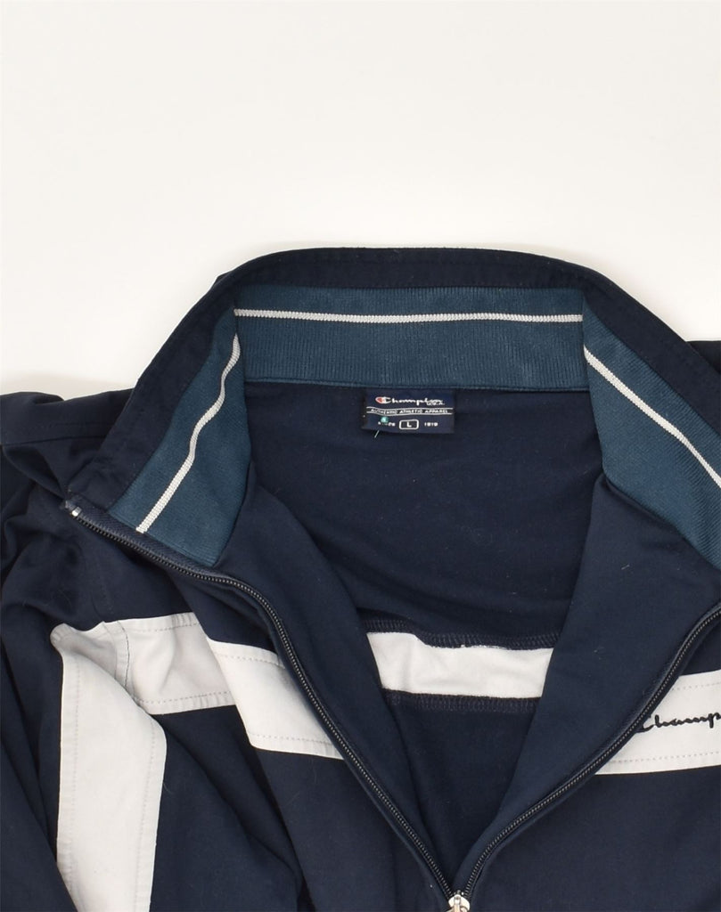 CHAMPION Mens Tracksuit Top Jacket Large Navy Blue Polyester | Vintage Champion | Thrift | Second-Hand Champion | Used Clothing | Messina Hembry 