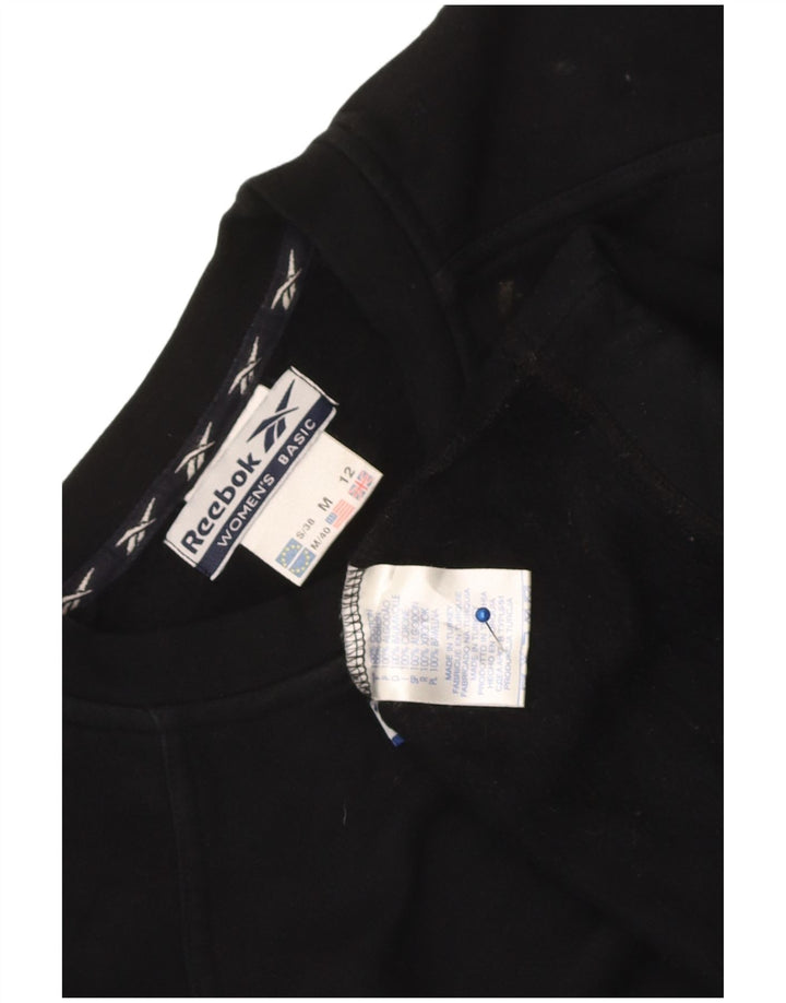 Reebok Womens Sweatshirt Jumper UK 12 Medium Black Cotton