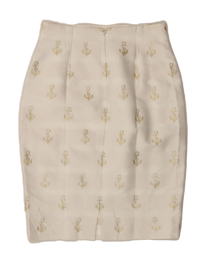 VERA DA POZZO Womens Abstract Pattern Pencil Skirt IT 42 Medium W28 White Vintage Vera da Pozzo and Second-Hand Vera da Pozzo from Messina Hembry 