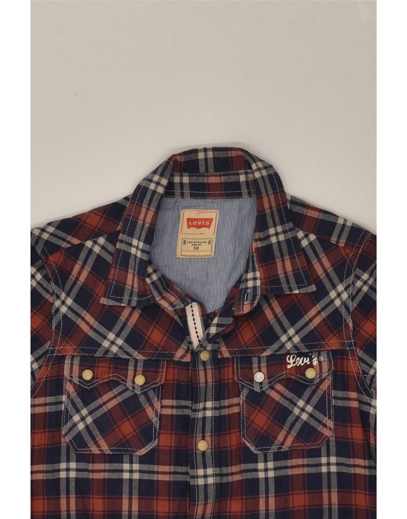 LEVI'S Boys Graphic Shirt 9-10 Years Brown Check Cotton | Vintage Levi's | Thrift | Second-Hand Levi's | Used Clothing | Messina Hembry 