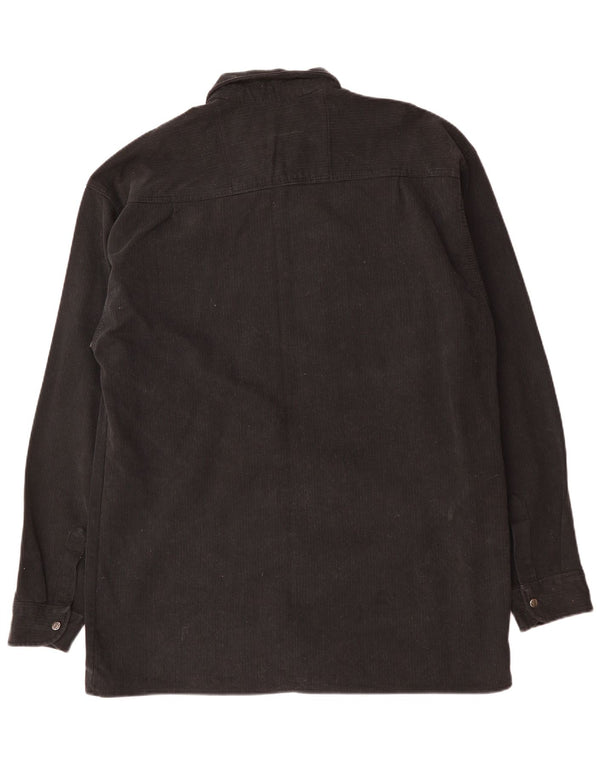 VINTAGE Mens Corduroy Shirt UK 47/48 3XL Black Cotton