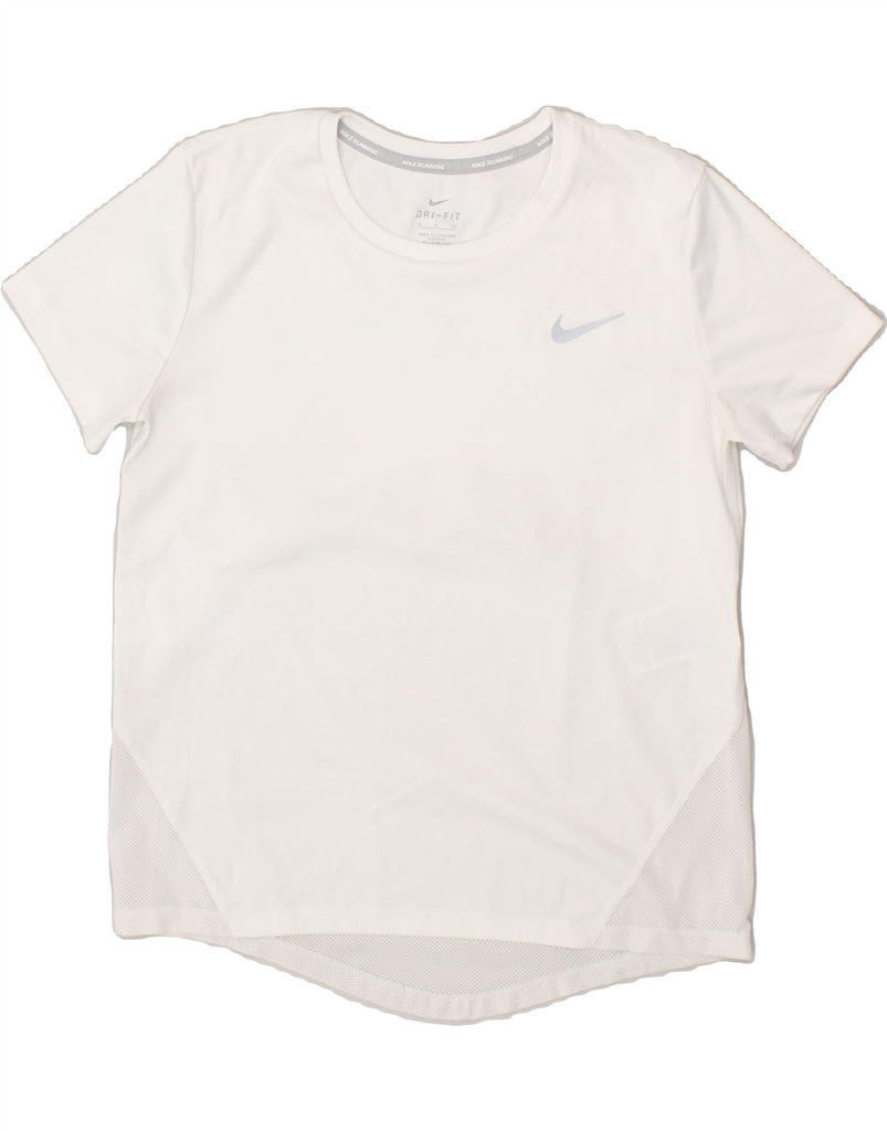 NIKE Womens Dri Fit T-Shirt Top UK 10 Small White Polyester | Vintage Nike | Thrift | Second-Hand Nike | Used Clothing | Messina Hembry 