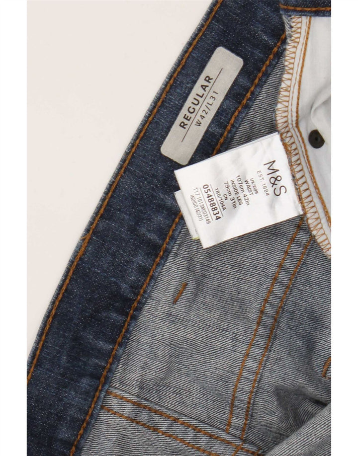 Marks & Spencer Mens Regular Straight Jeans W42 L31 Blue Cotton