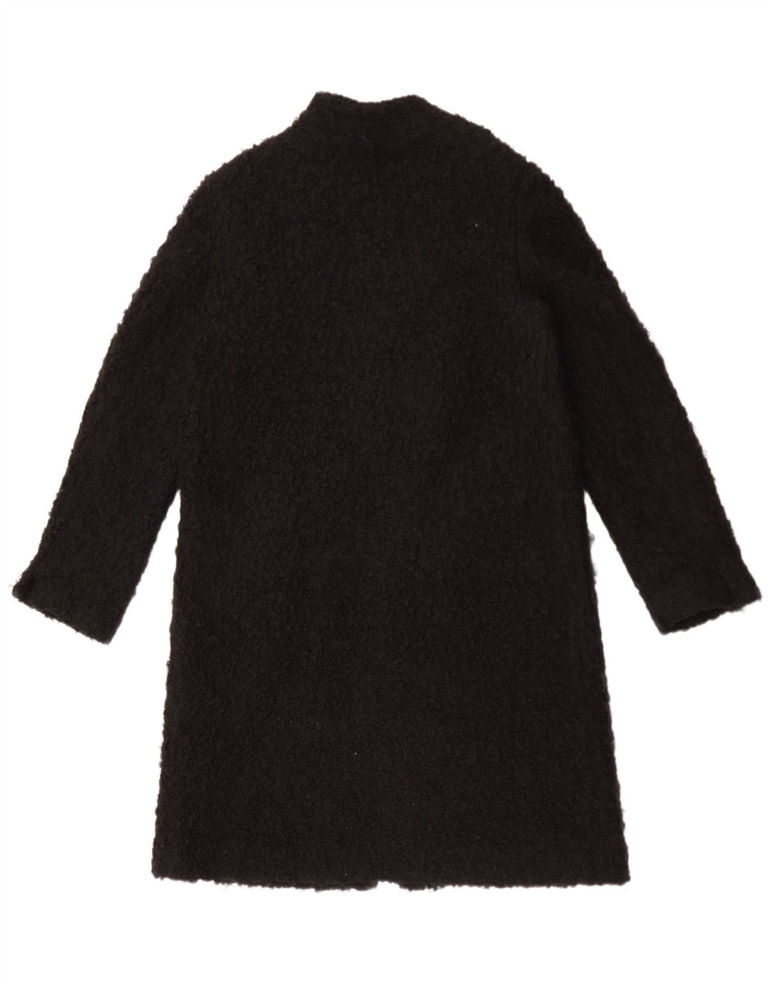 Zara Womens Teddy Open Overcoat UK 14 Medium Black Acrylic