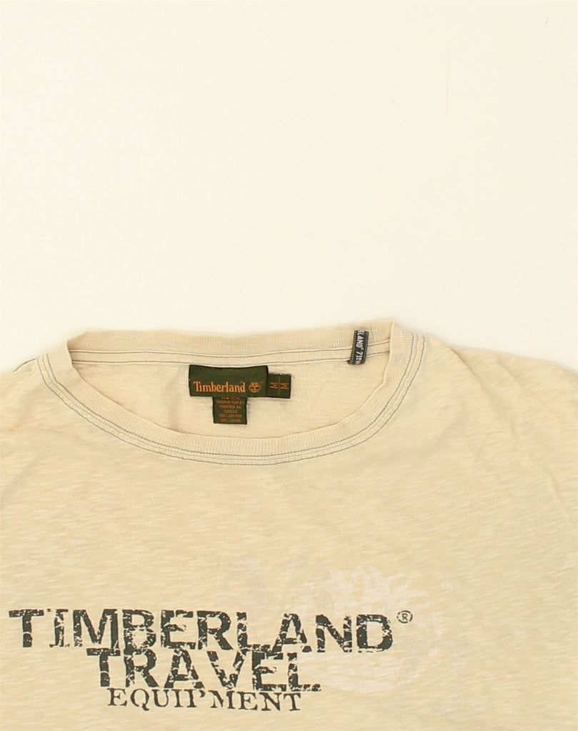 TIMBERLAND Mens Graphic T-Shirt Top Medium Beige Cotton | Vintage Timberland | Thrift | Second-Hand Timberland | Used Clothing | Messina Hembry 