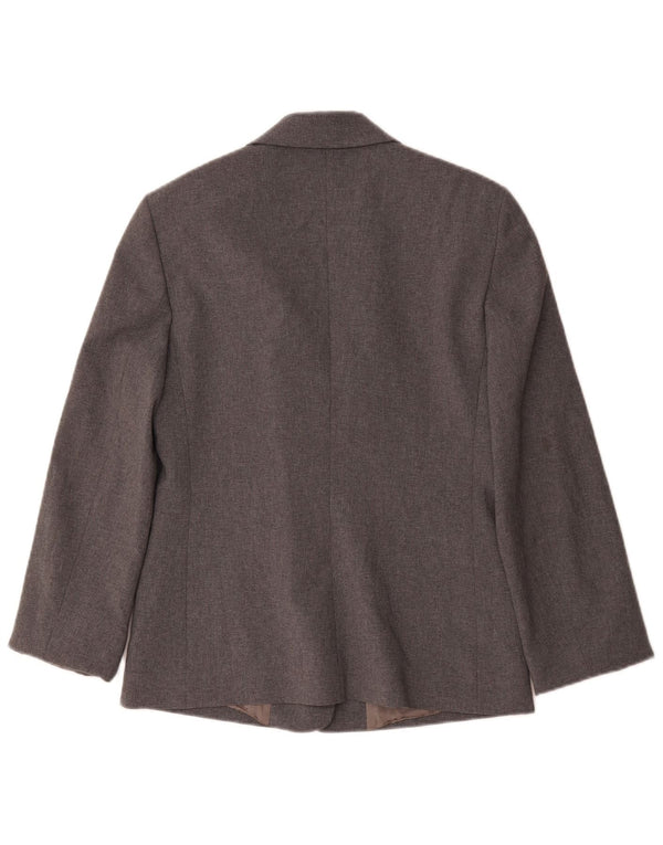 Benetton Womens 3 Button Blazer Jacket IT 44 Medium Grey Polyester