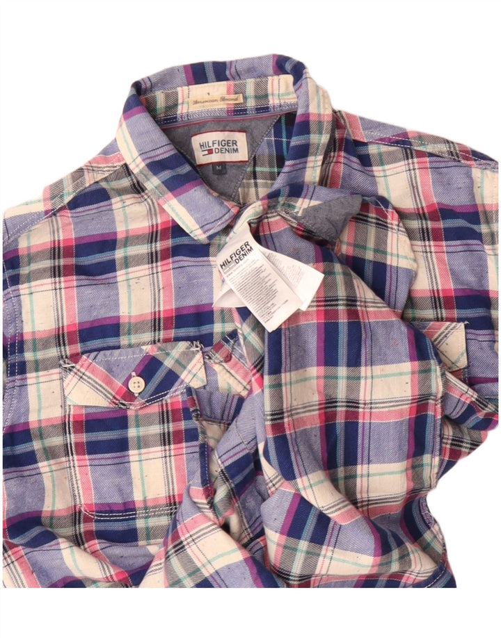 Tommy Hilfiger Mens Checked  Flannel Shirt Medium Multicoloured Cotton