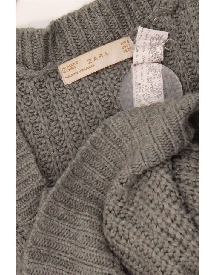 Zara Womens Cardigan Sweater UK 10 Small Grey Acrylic
