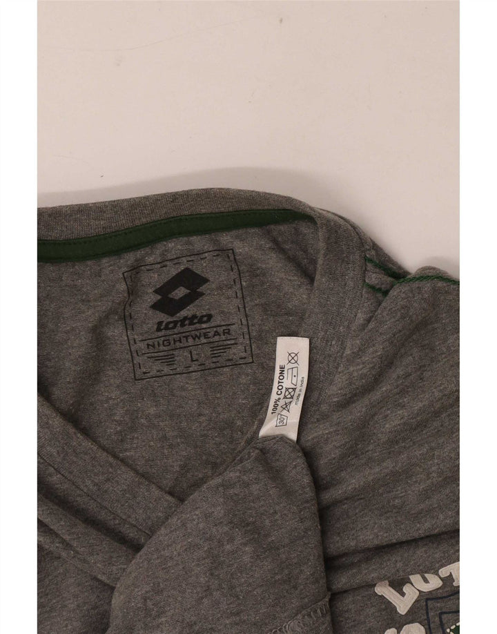 Lotto Mens Graphic Top Long Sleeve Large Grey Cotton
