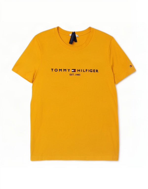 Tommy Hilfiger Womens Graphic T-Shirt Top UK 6 XS Yellow Cotton