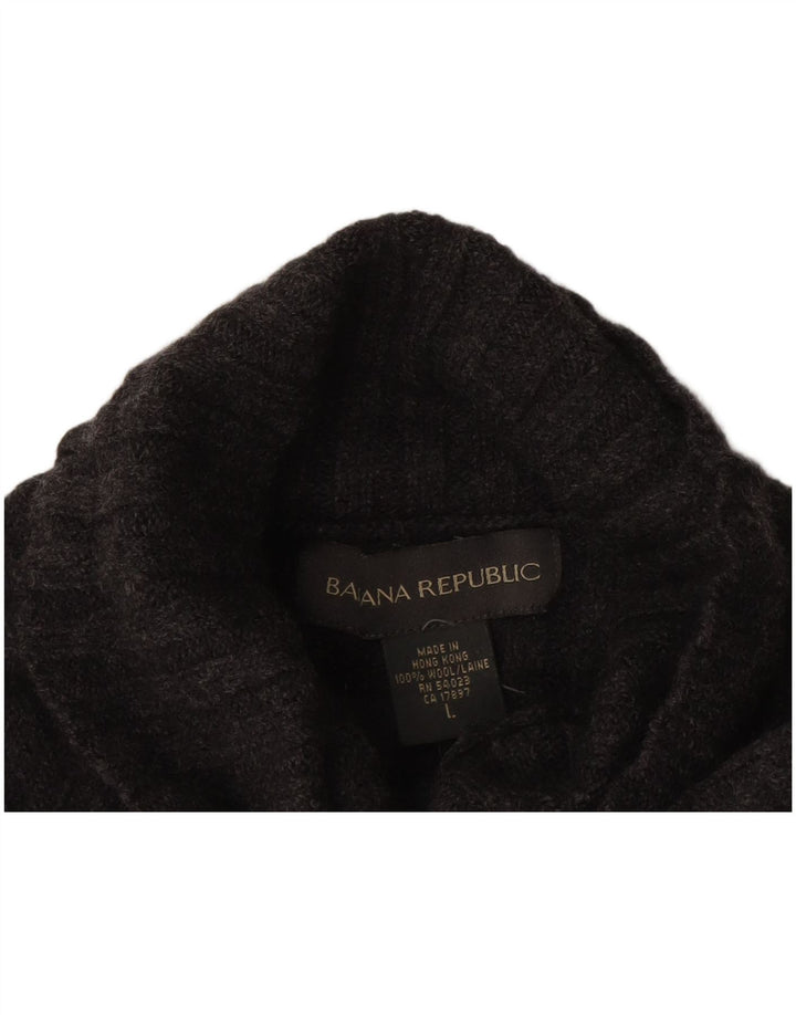 Banana Republic Mens Roll Neck Jumper Sweater Large Grey Wool