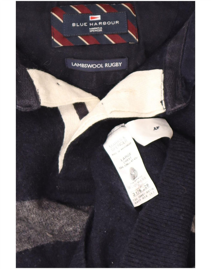 Marks & Spencer Mens Blue Harbour Polo Neck Jumper Sweater Large Navy