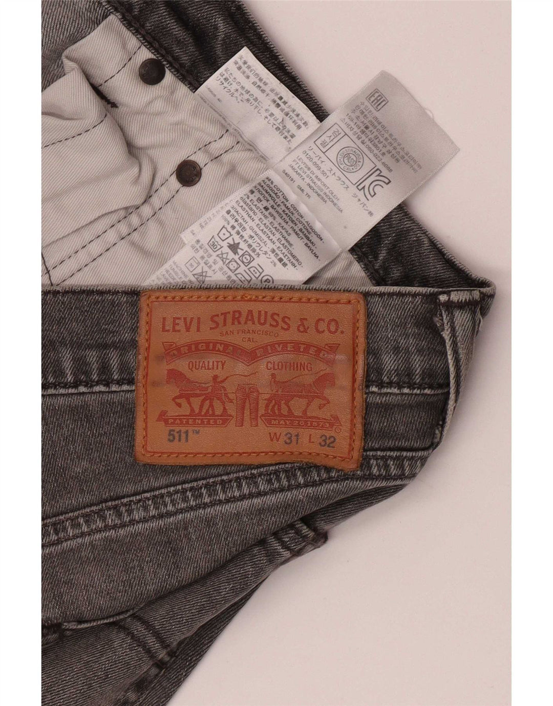 Levi's Mens 511 Slim Tapered Jeans W31 L27 Grey Cotton