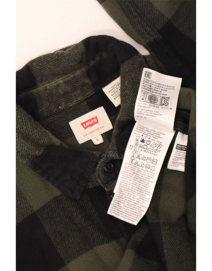 Levi's Mens Flannel Shirt Small Green Check Cotton