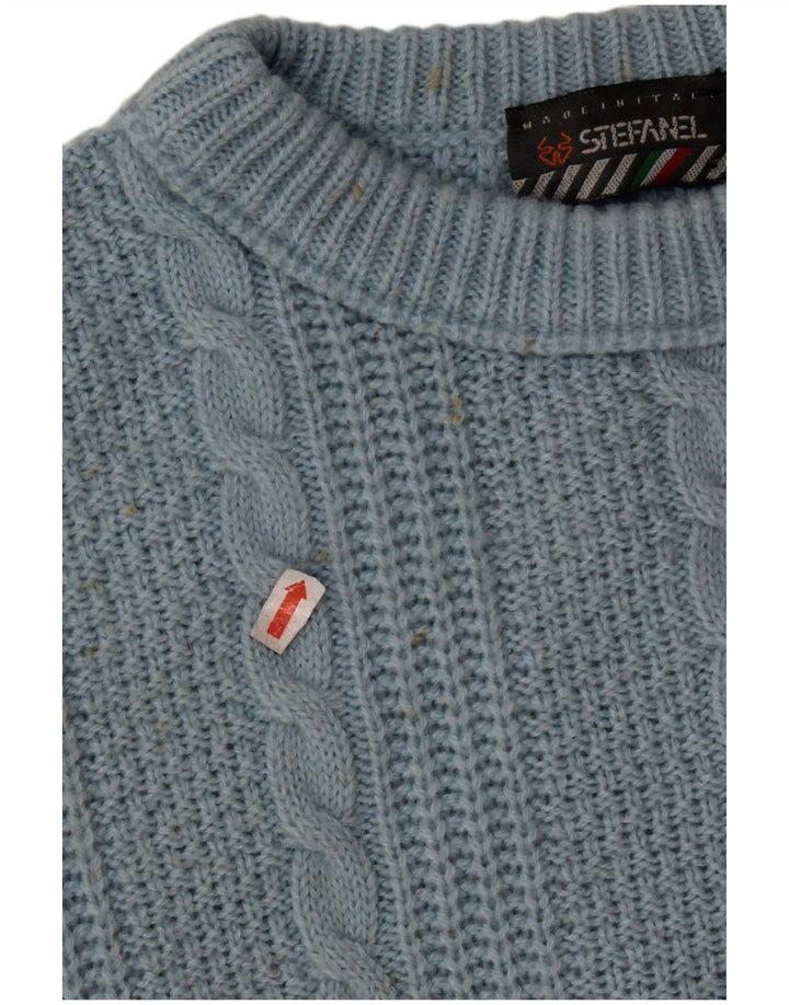 STEFANEL Womens Oversized Crew Neck Jumper Sweater UK 16 Large Blue Wool