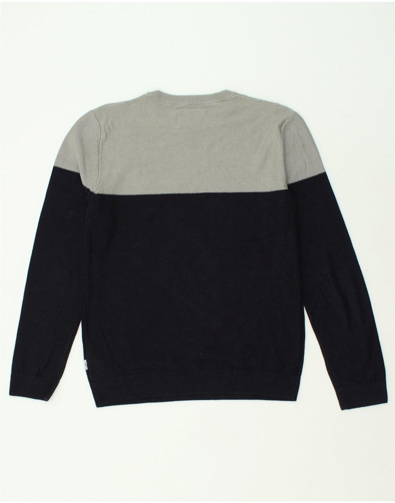 JACK & JONES Mens Crew Neck Jumper Sweater Medium Grey Colourblock Cotton | Vintage Jack & Jones | Thrift | Second-Hand Jack & Jones | Used Clothing | Messina Hembry 