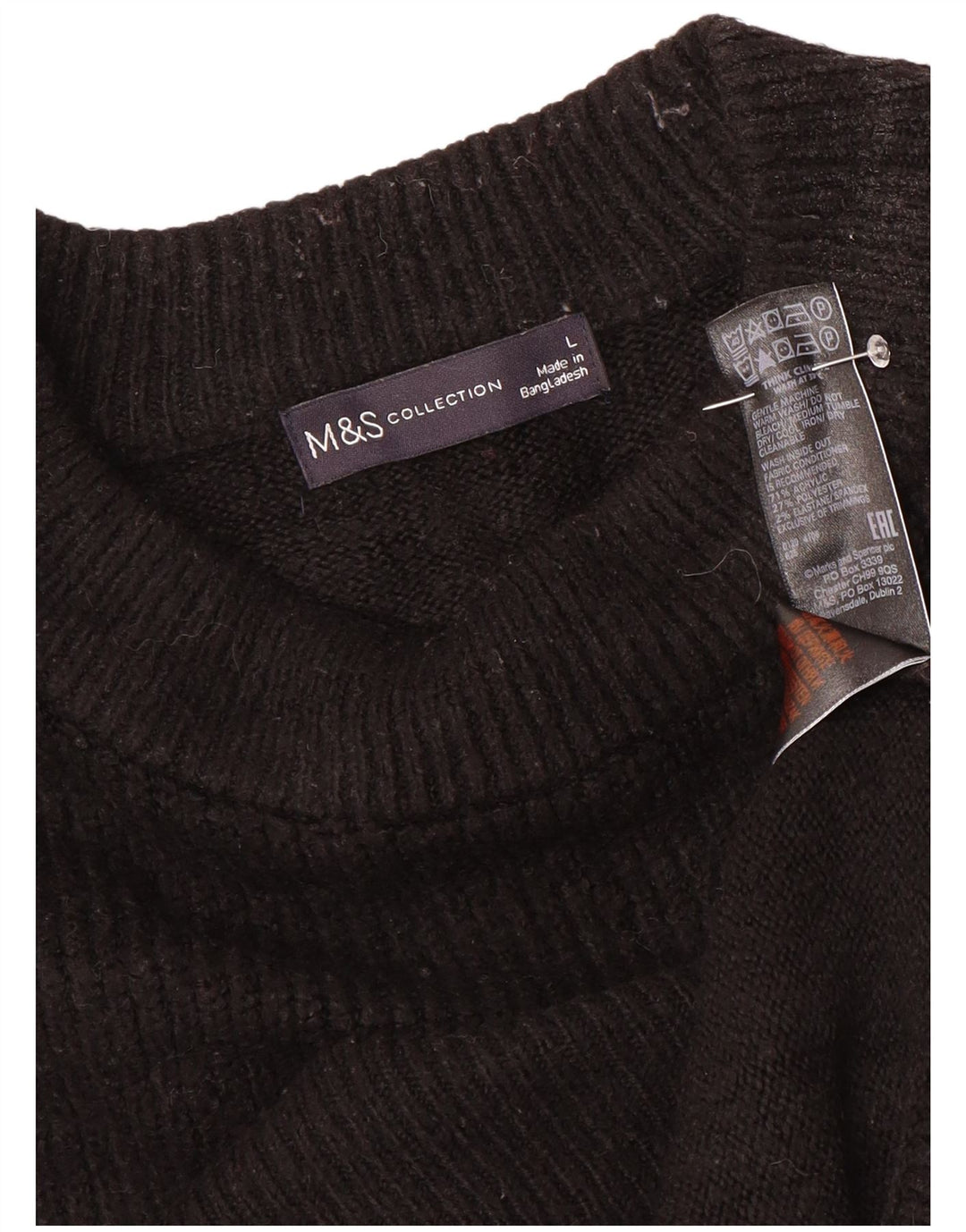 Marks & Spencer Womens Oversized Crew Neck Jumper Sweater UK 16 Large Black