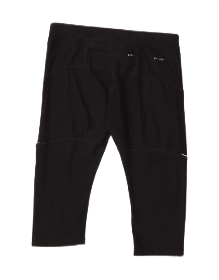 Nike Womens Dri Fit Capri Leggings UK 14 Medium  Black Polyester