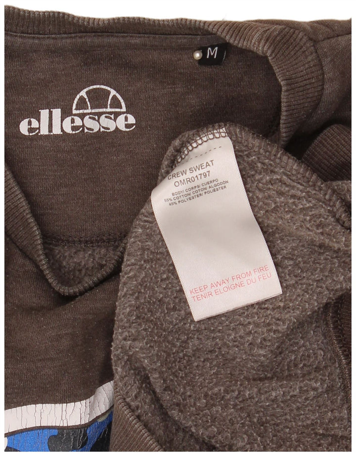 Ellesse Mens Graphic Sweatshirt Jumper Medium Grey Cotton