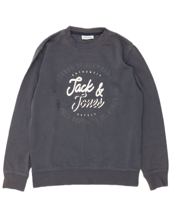 Jack & Jones Mens Graphic Sweatshirt Jumper Medium Grey