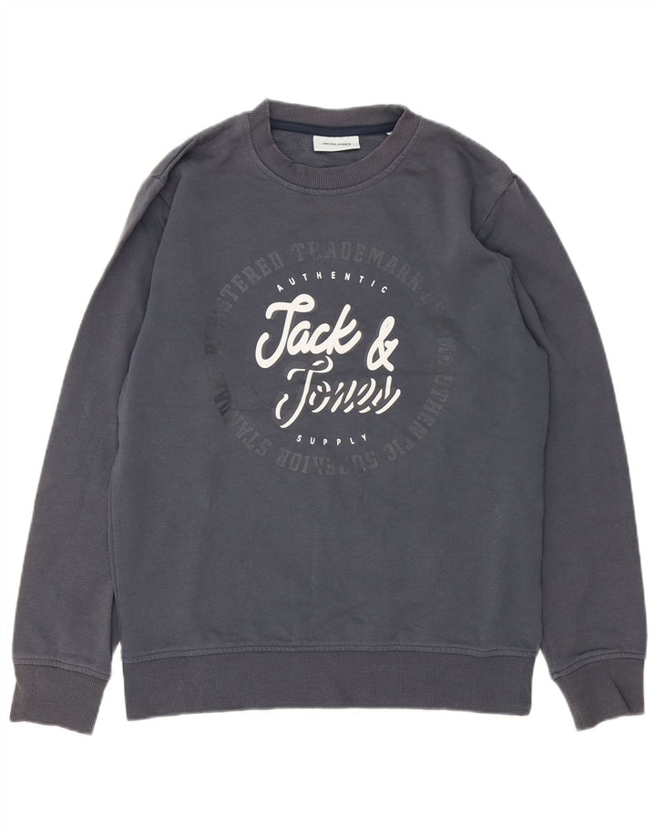 Jack & Jones Mens Graphic Sweatshirt Jumper Medium Grey