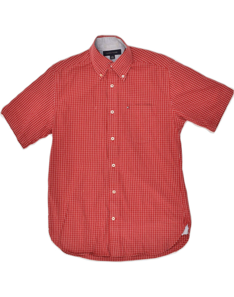 TOMMY HILFIGER Mens Short Sleeve Shirt XS Red Check Cotton | Vintage Tommy Hilfiger | Thrift | Second-Hand Tommy Hilfiger | Used Clothing | Messina Hembry 