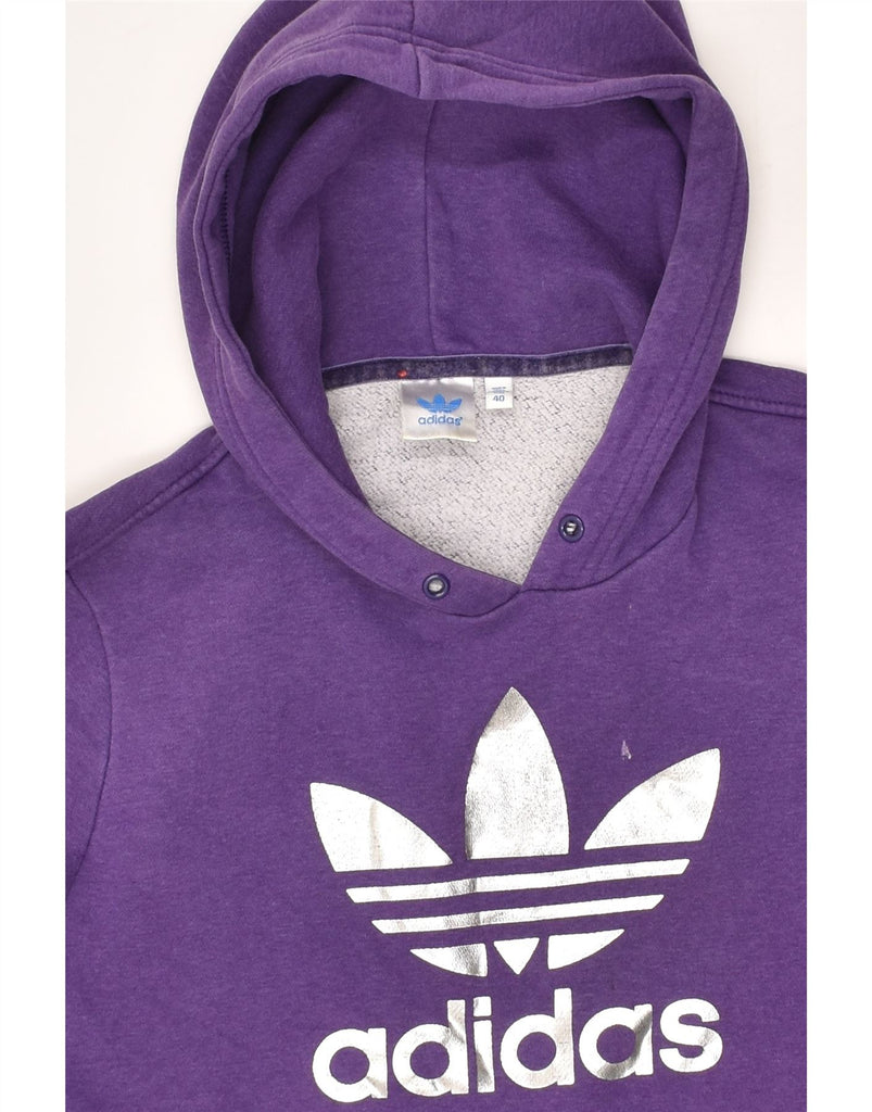 ADIDAS Womens Graphic Hoodie Jumper EU 40 Medium Purple Cotton | Vintage Adidas | Thrift | Second-Hand Adidas | Used Clothing | Messina Hembry 