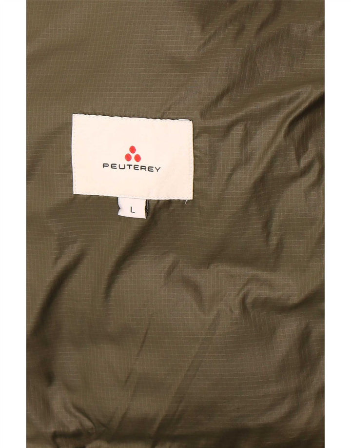 PEUTEREY Womens Hooded Padded Jacket UK 16 Large Khaki Polyamide