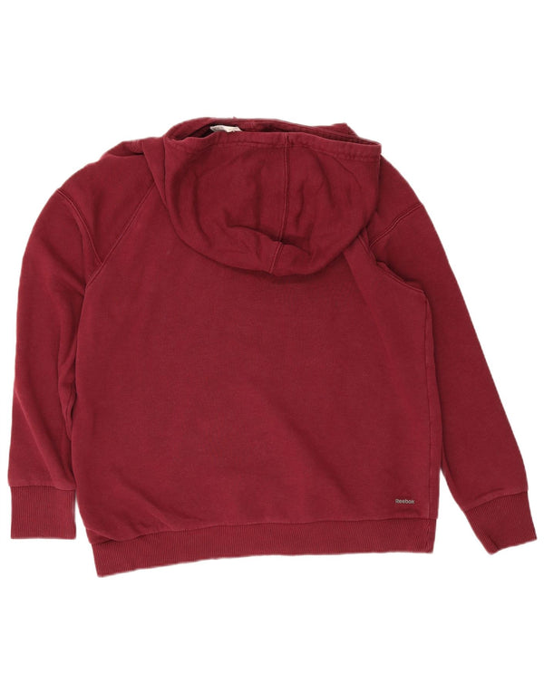 Reebok Womens Graphic Oversized Hoodie Jumper UK 8/10 Small Burgundy Cotton