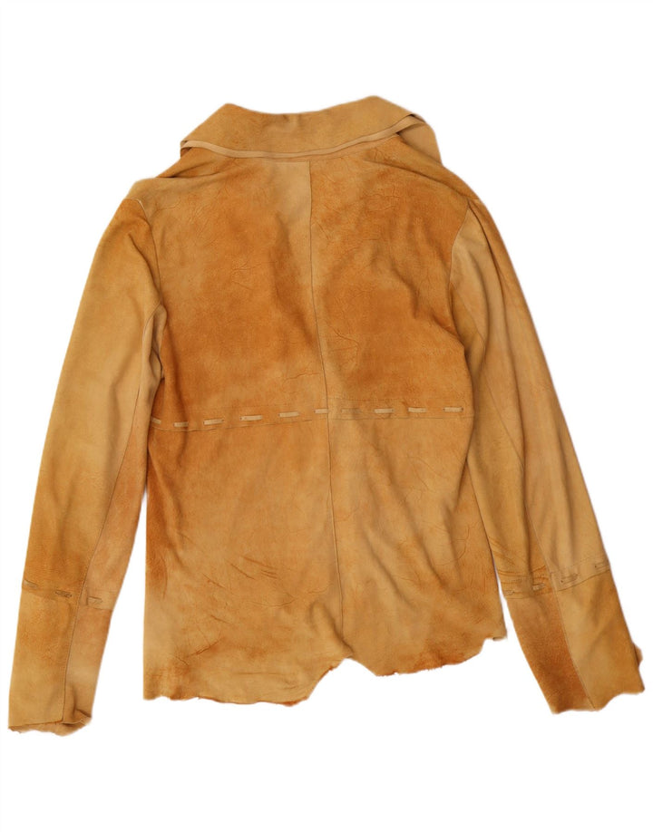 Fontanelli Womens Suede Shirt Jacket IT 46 Large Beige Leather