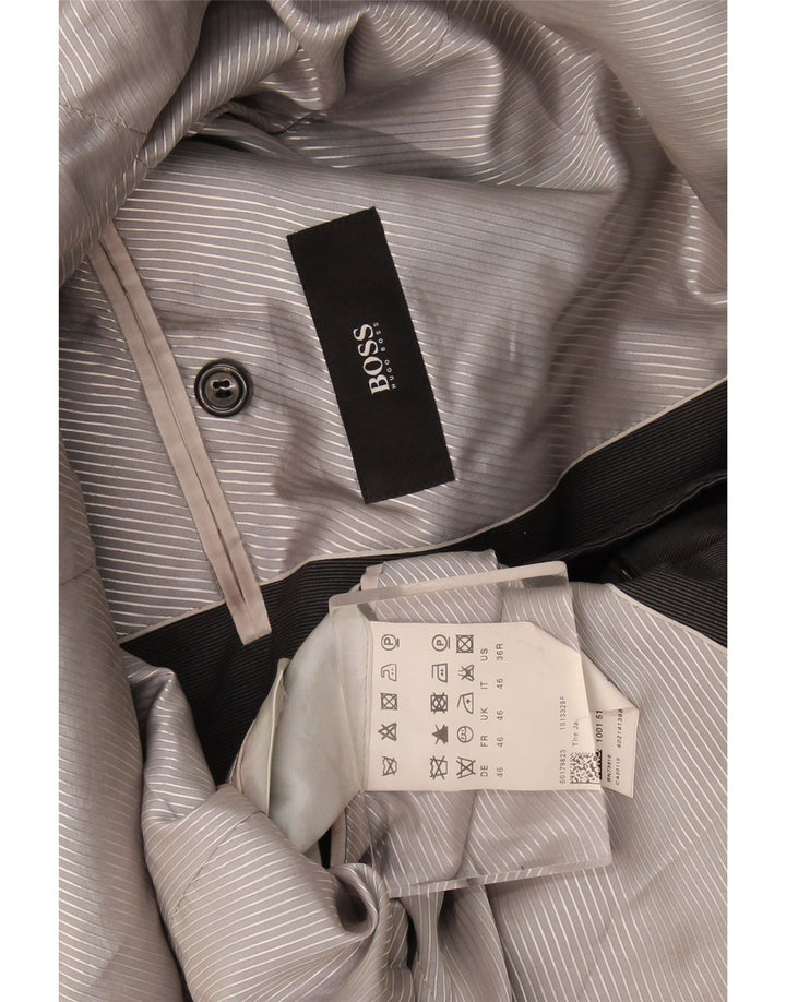 Hugo Boss Mens 2 Button Blazer Jacket EU 46 Small Grey Wool