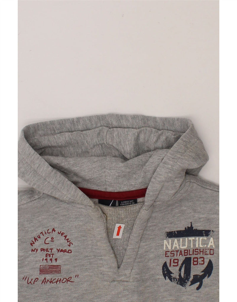 NAUTICA Baby Boys Graphic Hoodie Jumper 18-24 Months Grey Colourblock Vintage Nautica and Second-Hand Nautica from Messina Hembry 