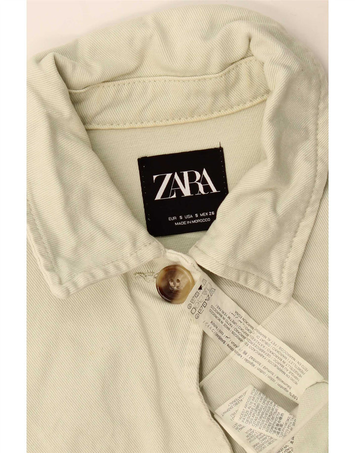 Zara Womens Bomber Jacket UK 10 Small Green Cotton