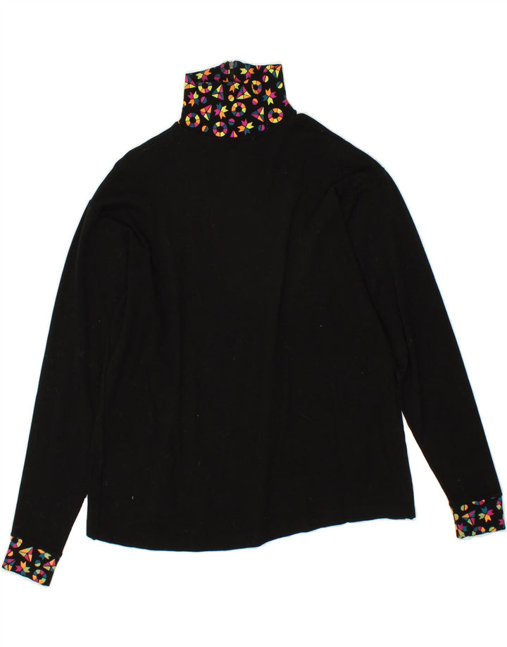 CONTE OF FLORENCE Womens Sweatshirt Jumper IT 44 Medium Black Floral Vintage Conte of Florence and Second-Hand Conte of Florence from Messina Hembry 