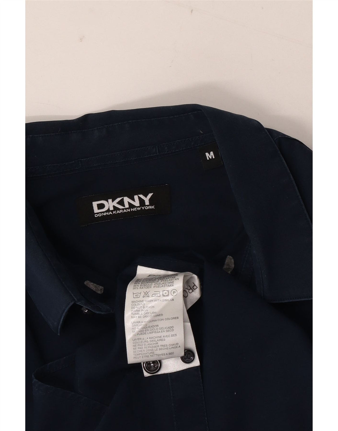 DKNY Mens Shirt Medium Navy Blue Cotton