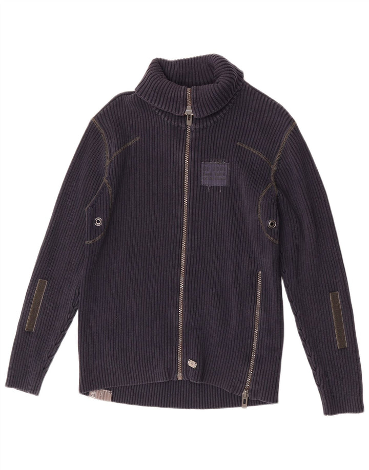 G-Star Mens 3301 Cardigan Sweater Large Navy Blue Cotton