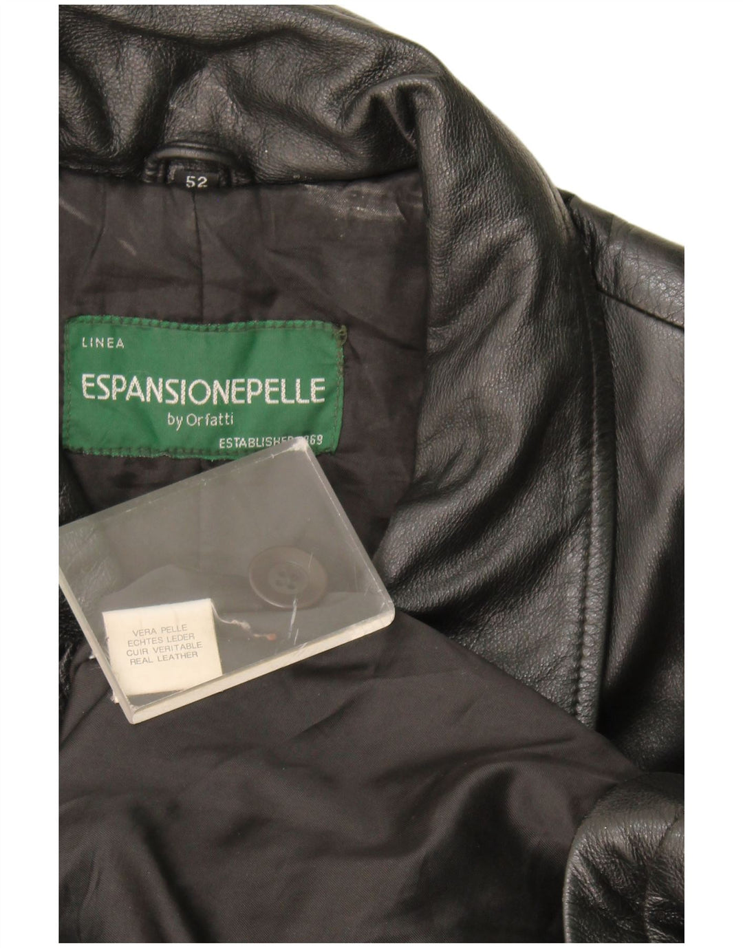 Orfatti Mens Leather Coat IT 52 XL Black Leather