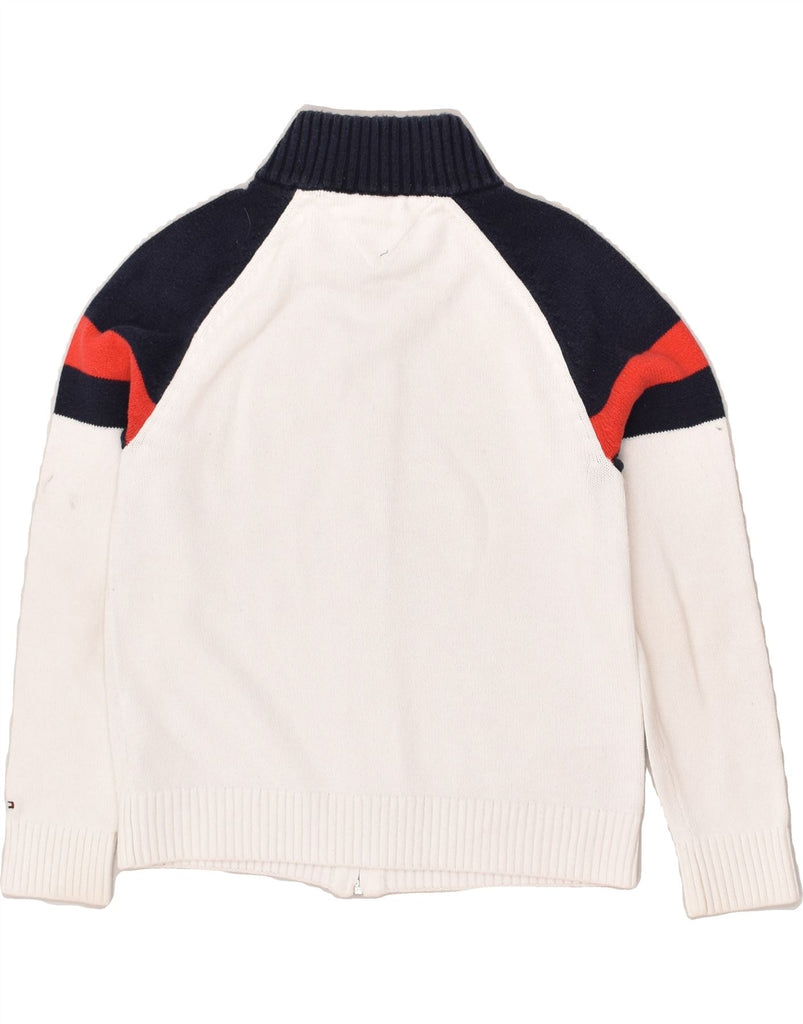 TOMMY HILFIGER Boys Cardigan Sweater 8-9 Years Medium  White Colourblock | Vintage Tommy Hilfiger | Thrift | Second-Hand Tommy Hilfiger | Used Clothing | Messina Hembry 