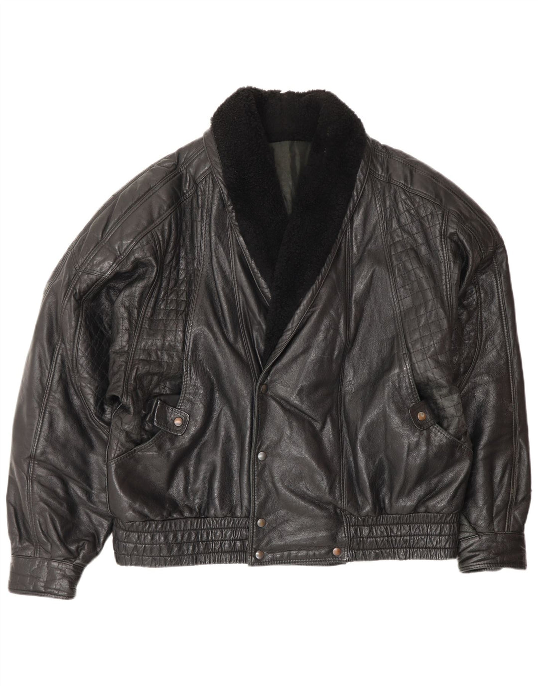 Vintage Mens Leather Jacket IT 52 XL Black