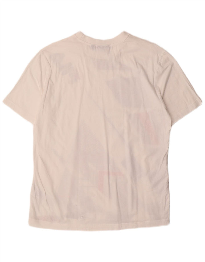 Fila Mens Graphic T-Shirt Top Medium White Geometric Cotton